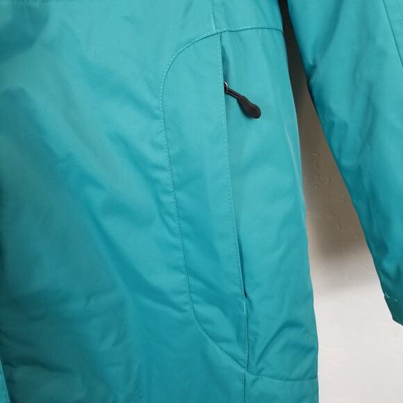 L.L. Bean Women's Turquoise Blue Hooded Zip Front Mid Length Coat Jacket Size LP - Picture 7 of 8